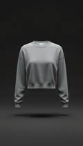 Crewneck cropped structuré argent texte signature - UNLUCK.SHOP