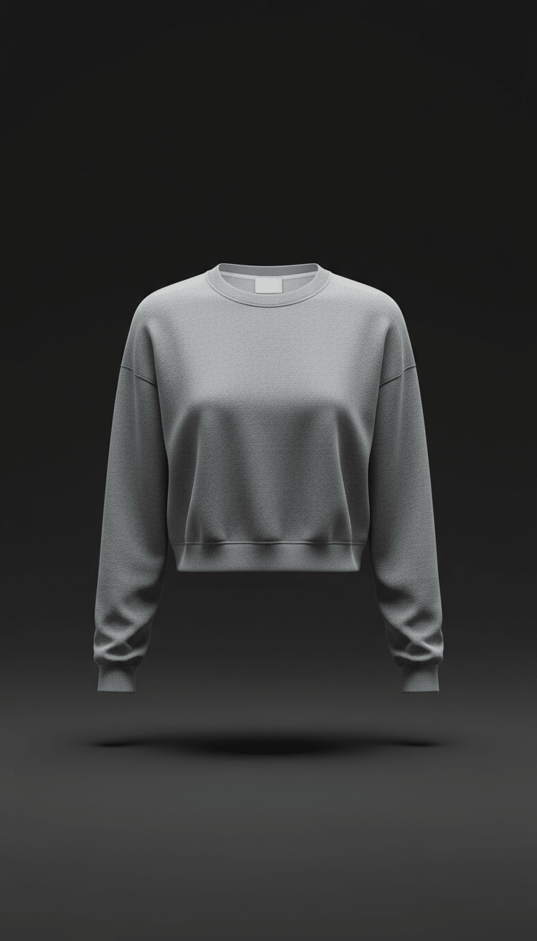 Crewneck cropped structuré argent texte signature - UNLUCK.SHOP