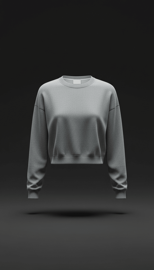 Crewneck cropped structuré argent texte signature - UNLUCK.SHOP
